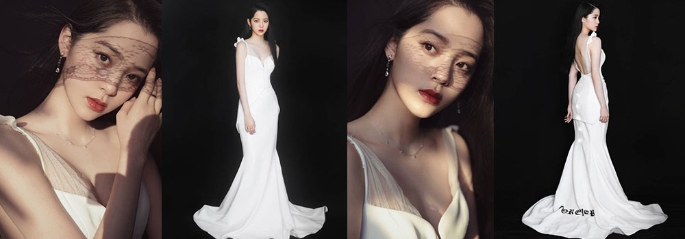 欧阳娜娜白色鱼尾裙罕见露深沟生图曝光网友看傻：修超大